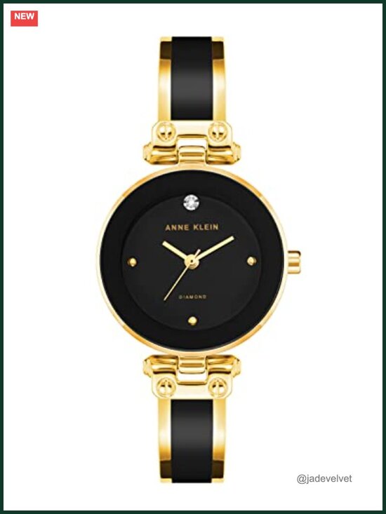 Anne Klein Women\'s Genuine Diamond Dial Bangle Watch - Gold-Tone Mixed Metal